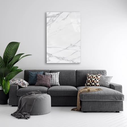 Beyaz Mermer Cam Tablo Yatay 80x125 cm