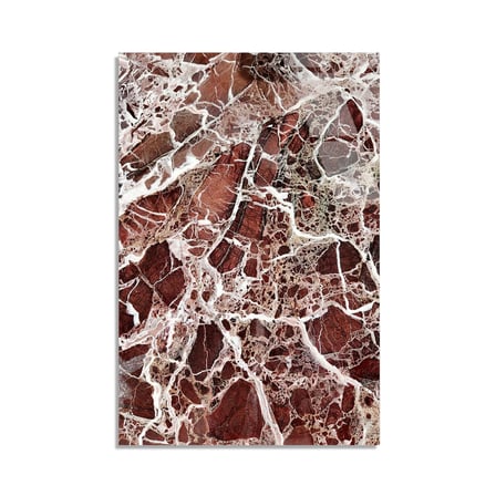 Bordo Mermer Beyaz Damar Cam Tablo Yatay 35x50 cm