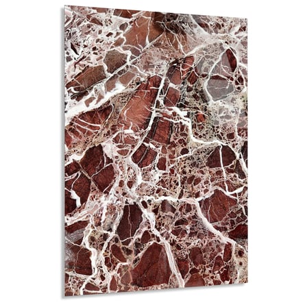 Bordo Mermer Beyaz Damar Cam Tablo Yatay 35x50 cm