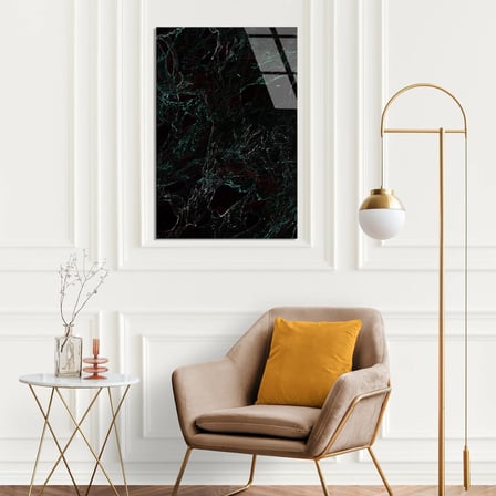 Koyu Yeşil Mermer Cam Tablo Yatay 35x50 cm