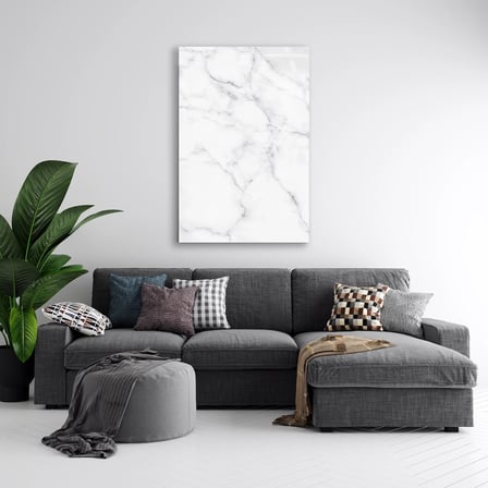 Beyaz Gri Mermer Cam Tablo Dikey 35x50 cm
