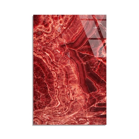 Kırmızı Mermer Dalga Cam Tablo Yatay 35x50 cm