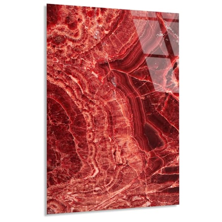 Kırmızı Mermer Dalga Cam Tablo Yatay 35x50 cm