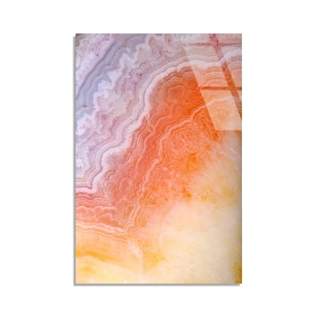 Turuncu Agat Mermer Cam Tablo Dikey 35x50 cm