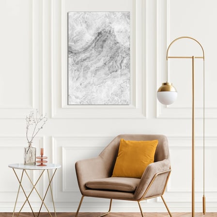Gri Mavi Mermer Cam Tablo Yatay 35x50 cm