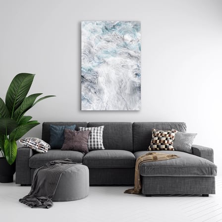 Mavi Mermer Dalga Cam Tablo Dikey 35x50 cm