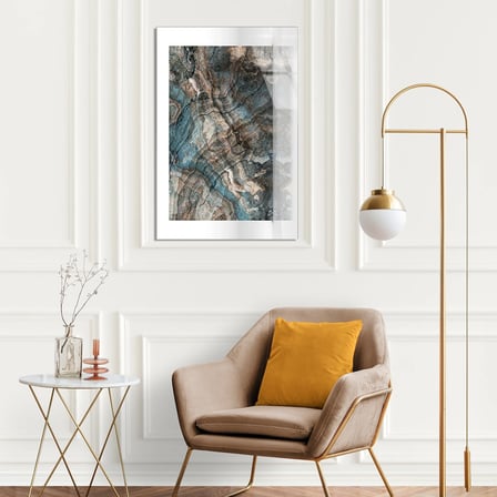 Mavi Mermer Doğa Cam Tablo Dikey 35x50 cm
