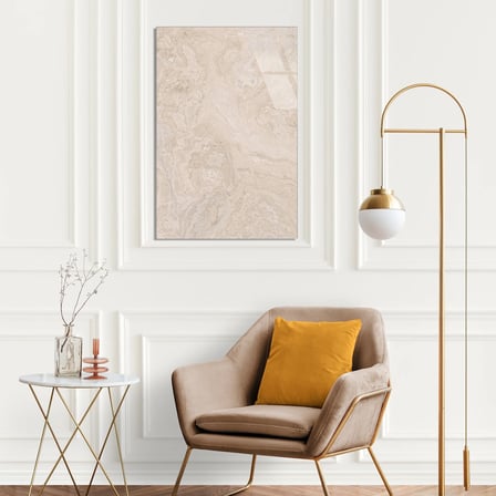 Krem Mermer Sade Cam Tablo Yatay 35x50 cm