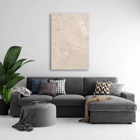 Krem Mermer Sade Cam Tablo Yatay 35x50 cm