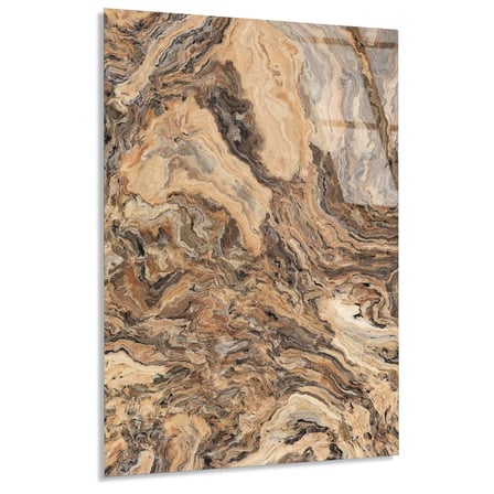 Kahve Mermer Dalga Cam Tablo Dikey 35x50 cm