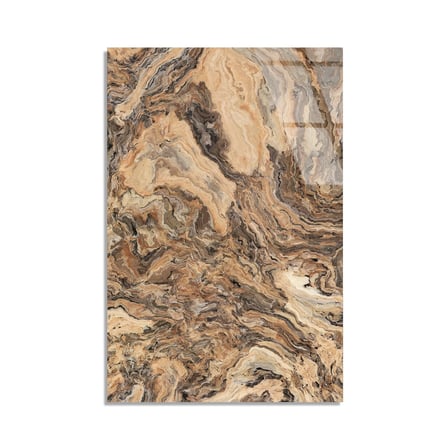 Kahve Mermer Dalga Cam Tablo Yatay 35x50 cm