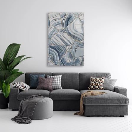 Gri Dalga Mermer Cam Tablo Yatay 80x125 cm