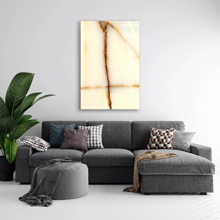 Krem Oniks Mermer Cam Tablo Dikey 35x50 cm