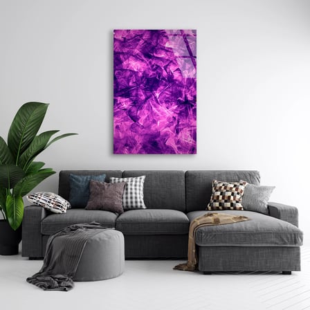 Mor Kristal Mermer Cam Tablo Yatay 35x50 cm