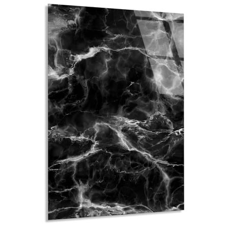 Siyah Beyaz Mermer Cam Tablo Yatay 80x125 cm