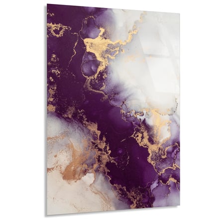 Mor Altın Mermer Cam Tablo Yatay 80x125 cm
