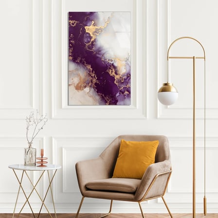 Mor Altın Mermer Cam Tablo Yatay 80x125 cm