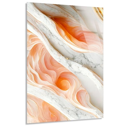 Mercan Beyaz Mermer Cam Tablo Yatay 35x50 cm