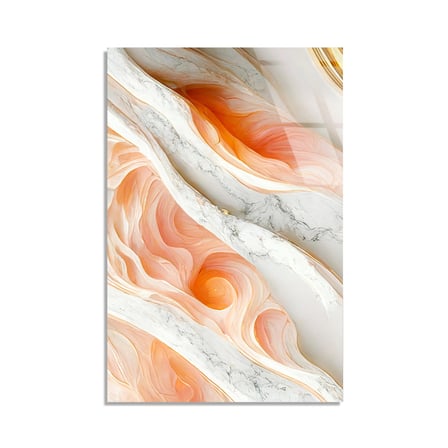 Mercan Beyaz Mermer Cam Tablo Yatay 80x125 cm