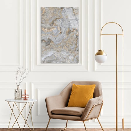 Gri Bej Mermer Cam Tablo Dikey 80x125 cm