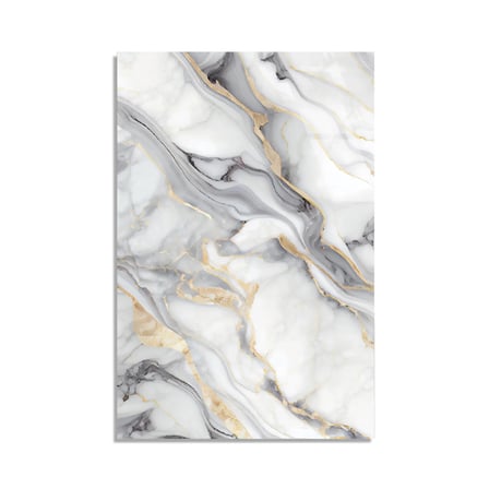Beyaz Gri Mermer Cam Tablo Yatay 35x50 cm