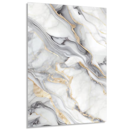 Beyaz Gri Mermer Cam Tablo Yatay 35x50 cm