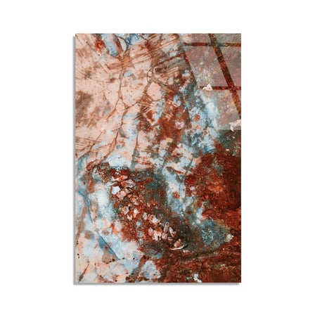 Kırmızı Turkuaz Mermer Cam Tablo Dikey 35x50 cm