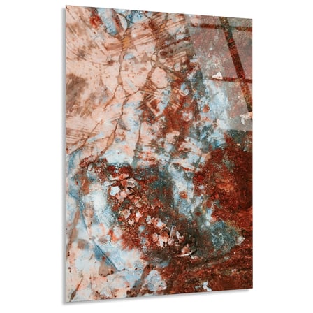 Kırmızı Turkuaz Mermer Cam Tablo Dikey 35x50 cm