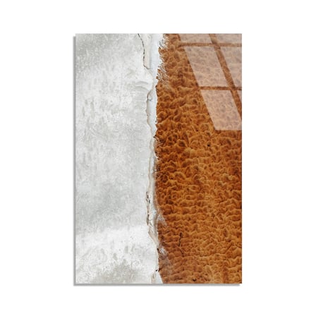 Kahve Dokulu Mermer Cam Tablo Dikey 80x125 cm