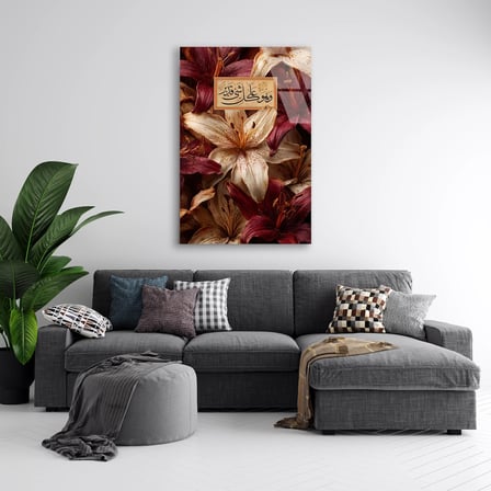 Zambak Çiçekleri Cam Tablo 35x50 cm