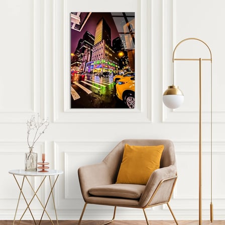 New York Gece Sokak Cam Tablo 35x50 cm