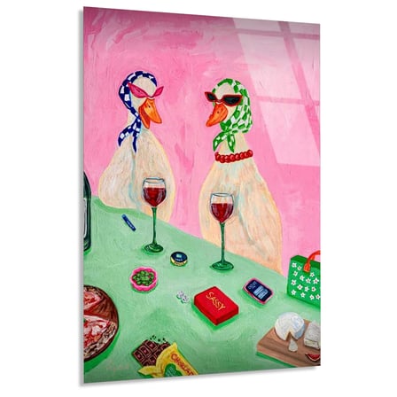 Şaraplı Ördek Pikniği Cam Tablo 35x50 cm