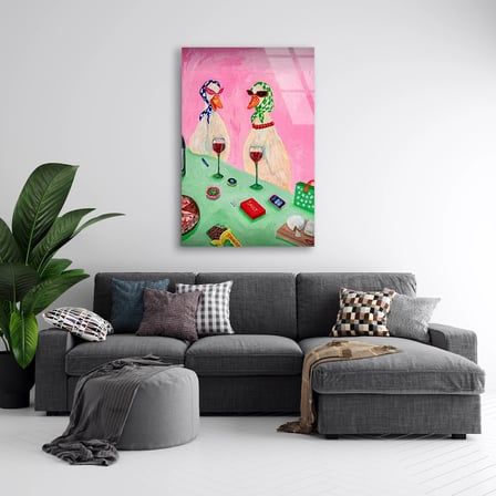 Şaraplı Ördek Pikniği Cam Tablo 35x50 cm