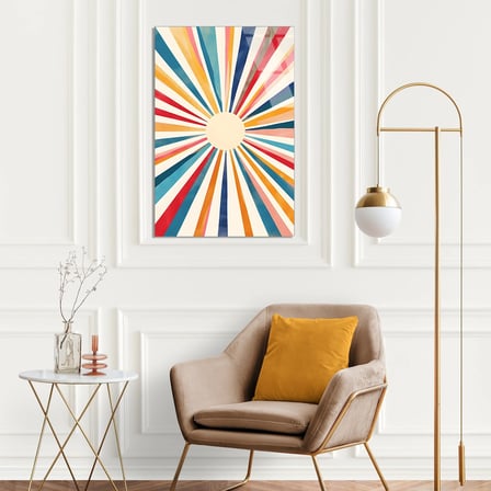 Renkli Güneş Işınları Cam Tablo 35x50 cm