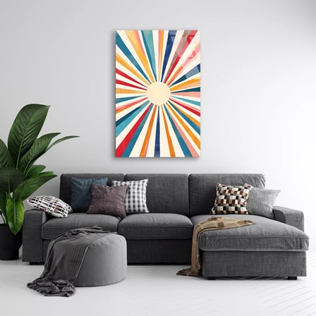 Renkli Güneş Işınları Cam Tablo 35x50 cm