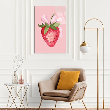 Çilek İllüstrasyonu Cam Tablo 35x50 cm