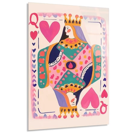 Kupa Kızı Oyun Kartı Cam Tablo 35x50 cm