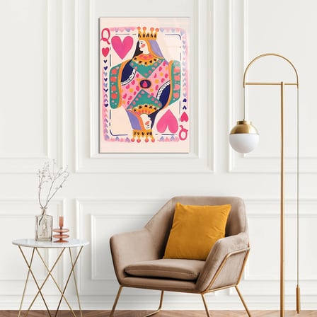 Kupa Kızı Oyun Kartı Cam Tablo 35x50 cm