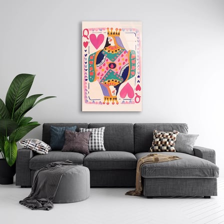 Kupa Kızı Oyun Kartı Cam Tablo 35x50 cm