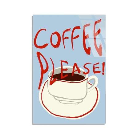 Coffee Please Kahve Cam Tablo 35x50 cm