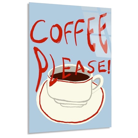Coffee Please Kahve Cam Tablo 35x50 cm