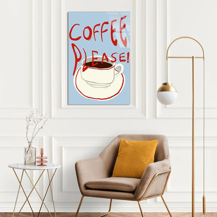 Coffee Please Kahve Cam Tablo 35x50 cm