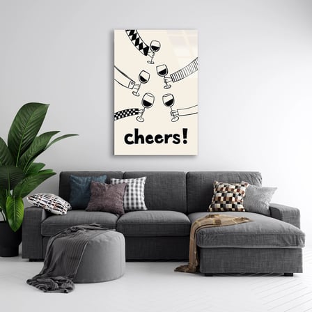 Cheers Şarap Kadehleri Cam Tablo 35x50 cm