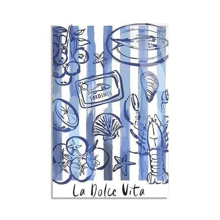La Dolce Vita Deniz Ürünleri Cam Tablo 35x50 cm