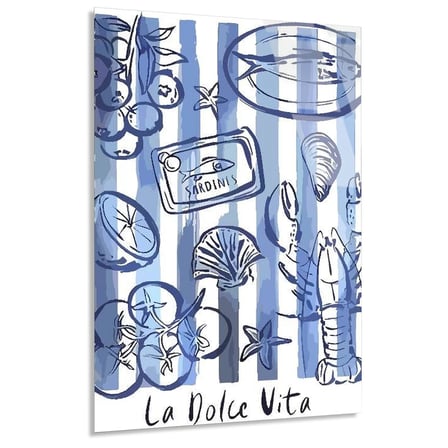 La Dolce Vita Deniz Ürünleri Cam Tablo 35x50 cm