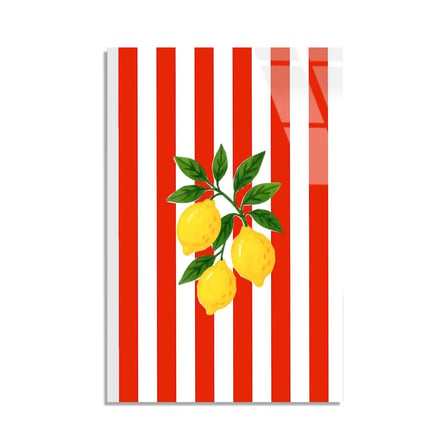 Limon Kırmızı Çizgi Cam Tablo 35x50 cm