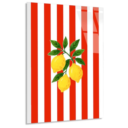 Limon Kırmızı Çizgi Cam Tablo 35x50 cm