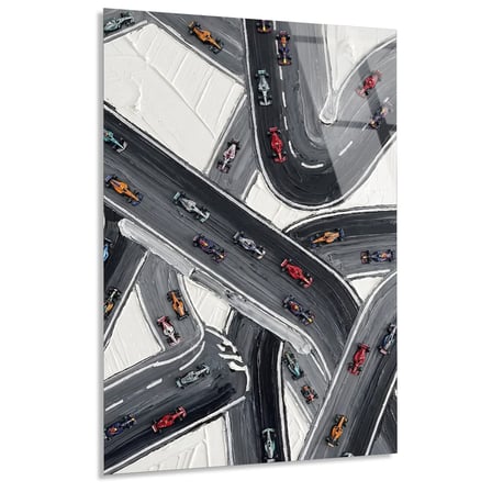 Otoyol Kavşağı Kuş Bakışı Cam Tablo 35x50 cm
