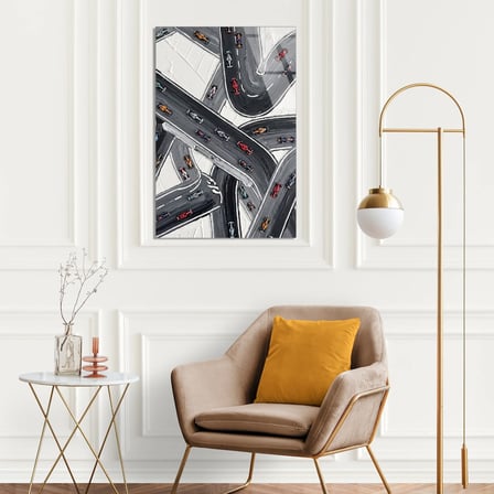 Otoyol Kavşağı Kuş Bakışı Cam Tablo 35x50 cm