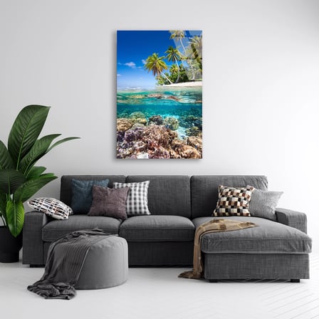 Tropik Plaj Palmiye Cam Tablo 50x70 cm